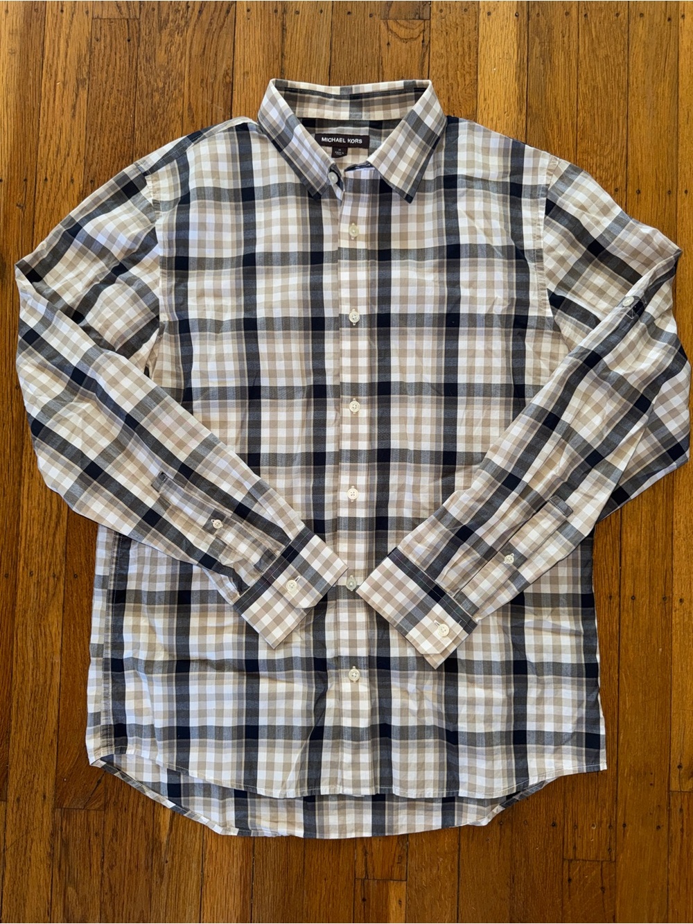 Michael Kors Men's Plaid Button-Down Shirt in Navy & Beige